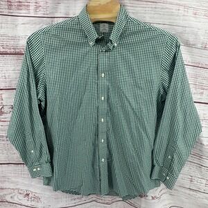 Brooks‎ Brothers Shirt Mens XL Slim Fit Non-Iron Gingham Button Down Green